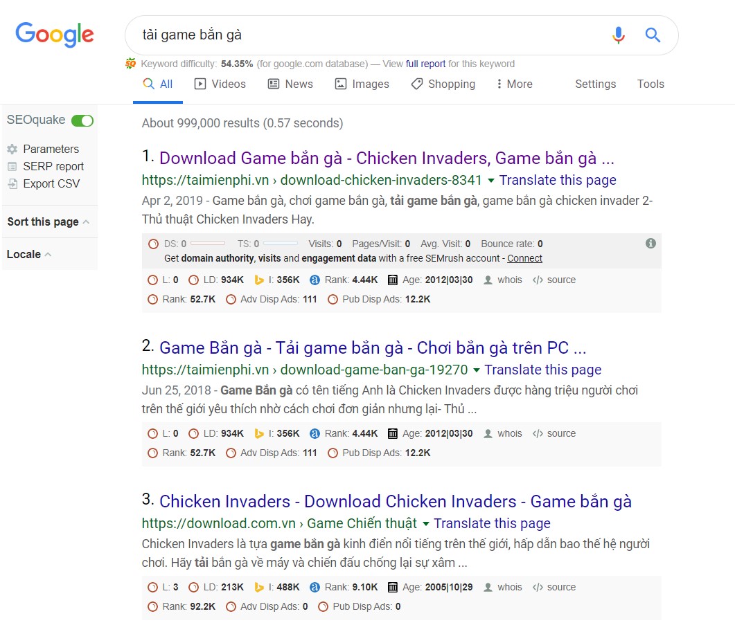 Tìm kiếm các phiên bản tải game trên Google