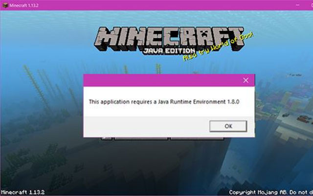 lỗi java run time trong game minecraft