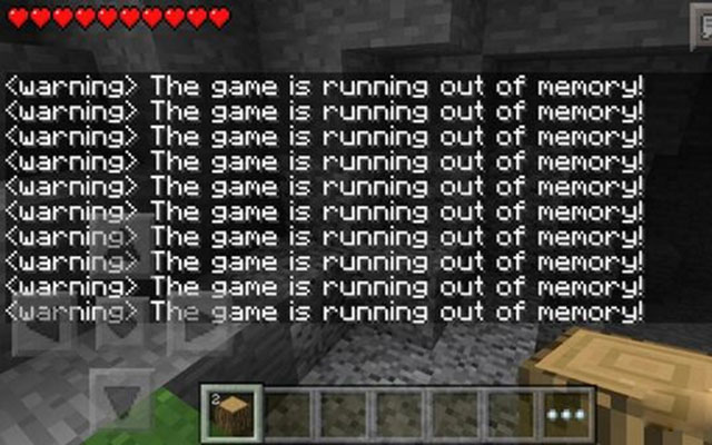 lỗi trong game minecraft thiếu bộ nhớ ram