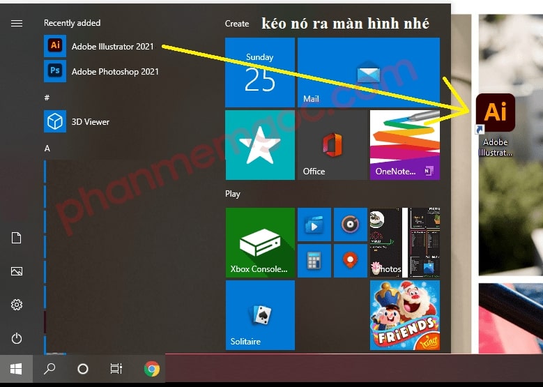 Chuyển từ thanh Start Menu ra Desktop để tiện sử dụng