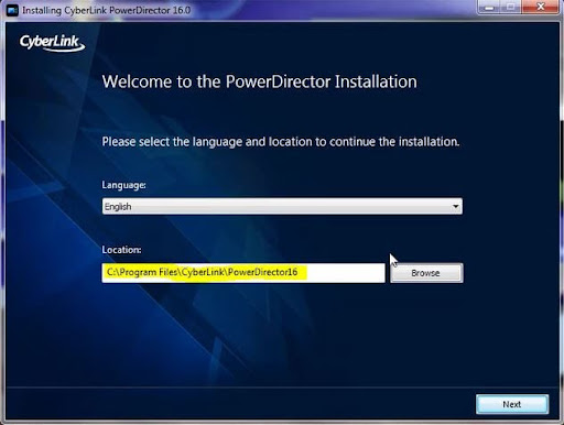 Thiết lập ngôn ngữ cùng đường dẫn cài đặt Cyberlink Powerdirector