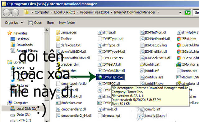 Xóa file IDMGrHlp đi nhé
