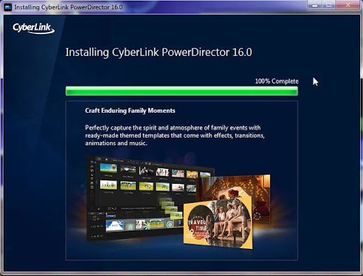 Màn hình chờ Cyberlink Powerdirector 16 đang cài đặt