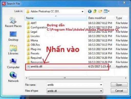 Nhấn vào file amtlib.dll