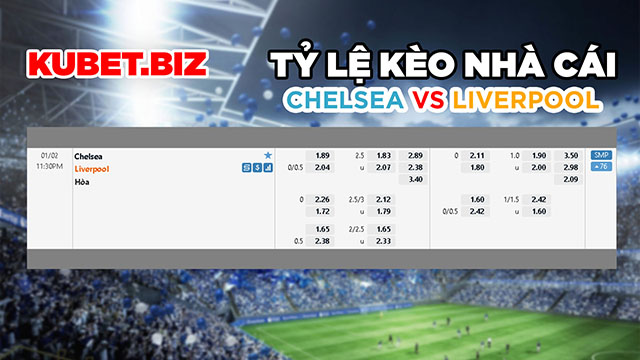 Tỷ lệ kèo nhà cái đưa ra cho 2 đội Chelsea vs Liverpool