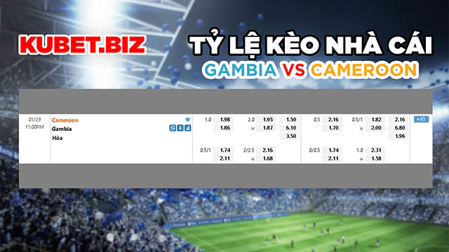 Tỷ lệ kèo nhà cái đưa ra cho 2 đội Gambia vs Cameroon