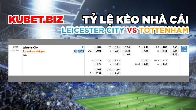 Tỷ lệ kèo nhà cái đưa ra cho 2 đội Leicester City vs Tottenham