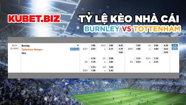 Tỷ lệ kèo nhà cái đưa ra cho 2 đội Burnley vs Tottenham