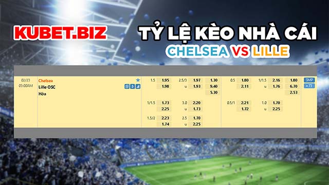 Tỷ lệ kèo nhà cái đưa ra cho 2 đội Chelsea vs Lille