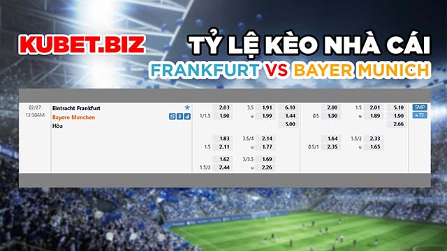 Tỷ lệ kèo nhà cái đưa ra cho 2 đội Frank Furt vs Bayer Munich