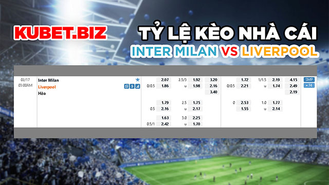 Tỷ lệ kèo nhà cái đưa ra cho 2 đội Inter Milan vs Liverpool