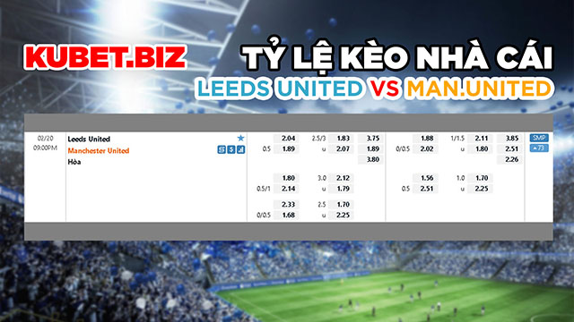 Tỷ lệ kèo nhà cái đưa ra cho 2 đội Leeds United vs Man United